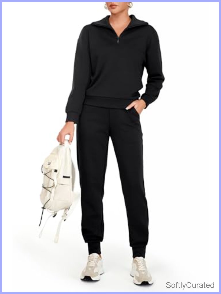 2 Piece Sweatsuit Set Half Zip Pullover Joggers Tracksuit Soft Air Layer Fabric